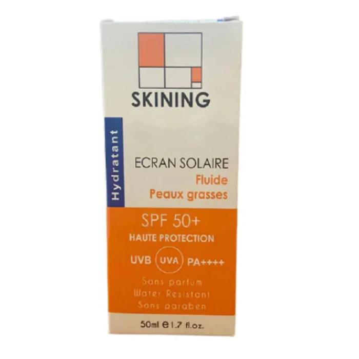 SKINING INVISBLE ECRAN SOLAIRE SPF 50+ FLUIDE PEAUX GRASSES 50 ML