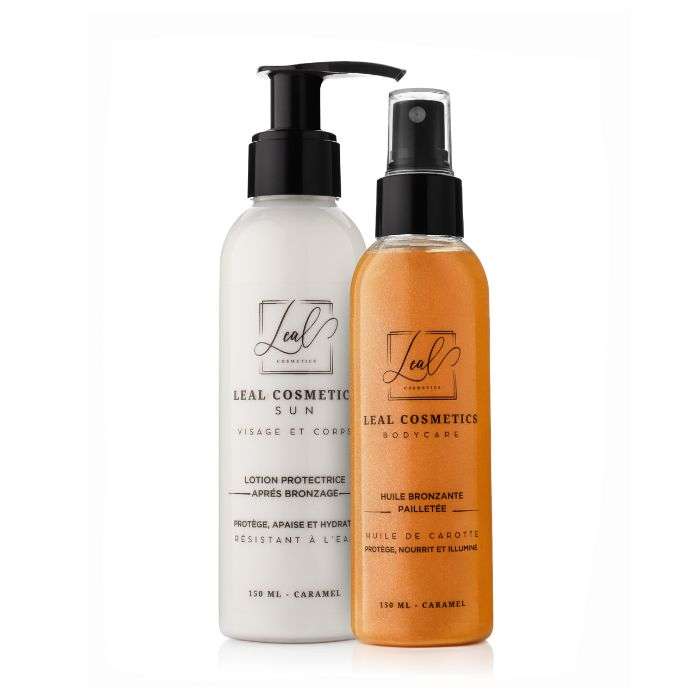 LEAL COSMETICS DUO HUILE BRONZANTE PAILLETEE 150ML+ LOTION PROTECTRICE 150ML