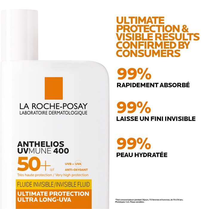 LA ROCHE POSAY OFFRE WEB ANTHELIOS UVMUNE 400 FLUIDE SOLAIRE INVISIBLE SPF 50+ 50 ML+ ANTHELIOS UVMUNE 15 ML OFFERT