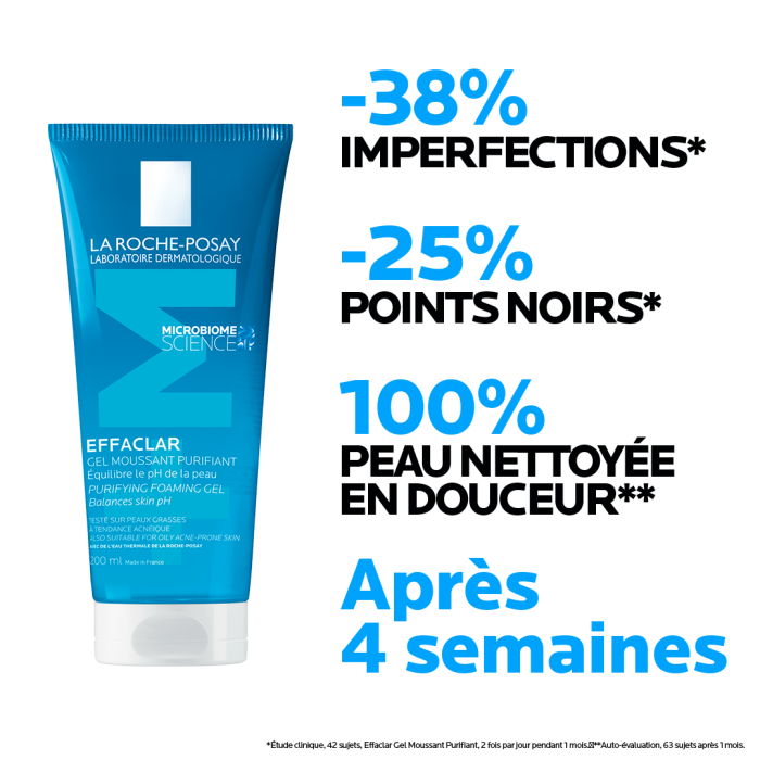 LA ROCHE POSAY EFFACLAR GEL MOUSSANT PURIFIANT EQUILIBRE LE PH DE LA PEAU 200ML
