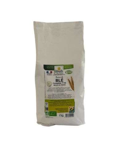 MOULIN DES MOINES FARINE DE BLE COMPLETE T150 MEULE DE PIERRE 1KG