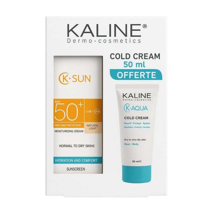 KALINE K SUN PACK CREME HYDRATANTE TEINTE NATURELLE CLAIRE 50 ML + COLD CREAM K AQUA 50 ML OFFERTE