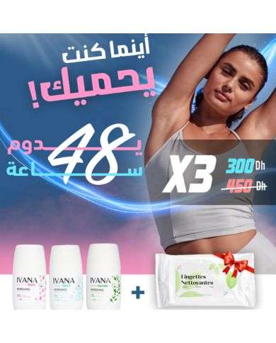 IVANA  OFFRE 3 DEODORANTS + LINGETTE OFFERTE