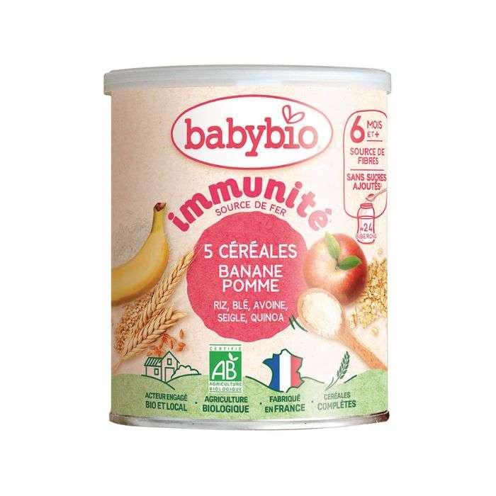 BABYBIO IMMUNITE 5 CEREALES BANANE POMME 