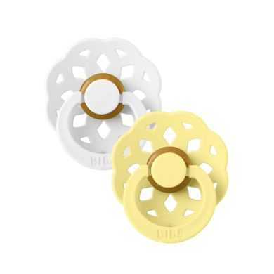 BIBS BOHEME NATURAL RUBBER SUCETTE RONDE PACK DE 2 BLANC ET SOLEIL 6MOIS+