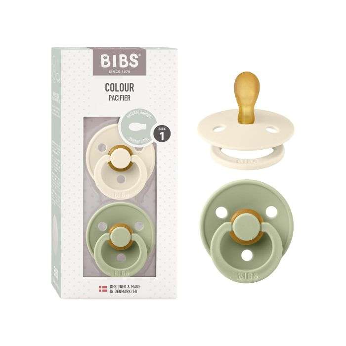 BIBS COLOUR PACIFIER SUCETTE SYMETRIQUE IVOIRE ET SAUGE 0 MOIS+