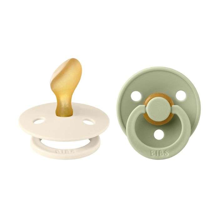 BIBS COLOUR NATURAL RUBBER SUCETTE ANATOMICAL IVOIRE ET SAUGE 0 MOIS+