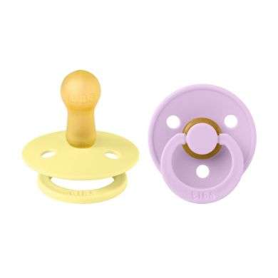 BIBS COLOUR NATURAL RUBBER 2 SUCETTES RONDE VIOLETTE ET SOLEIL 6 MOIS+