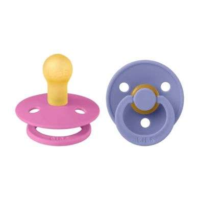 BIBS COLOUR PACIFIER 2 SUCETTES RONDE PERI ET BUBBLEGUM 0 MOIS+