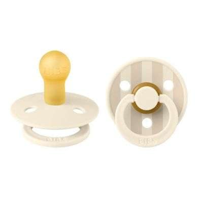 BIBS COLOUR NATURAL RUBBER SUCETTE RONDE STUDIO COLLECTION PACK DE 2 IVOIRE ET VANILLE 6MOIS+