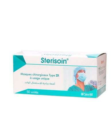 STERISOIN MASQUE CHIRURGICAUX TYPE IIR 50 UNITES