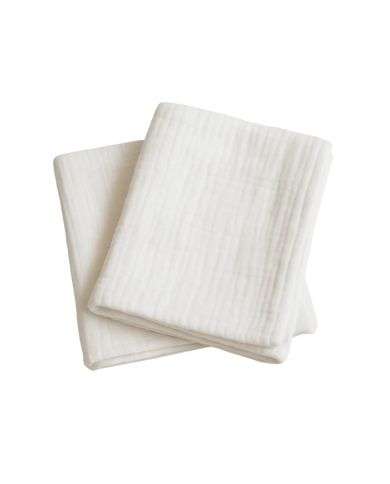 BAMBIDOU DUO LANGES DOUBLE GAZE DE COTON BLANC