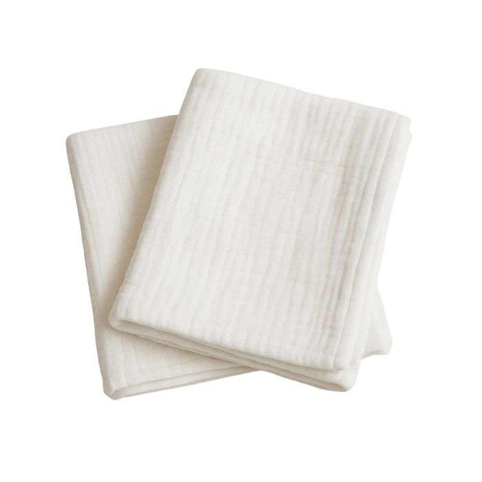 BAMBIDOU DUO LANGES DOUBLE GAZE DE COTON BLANC