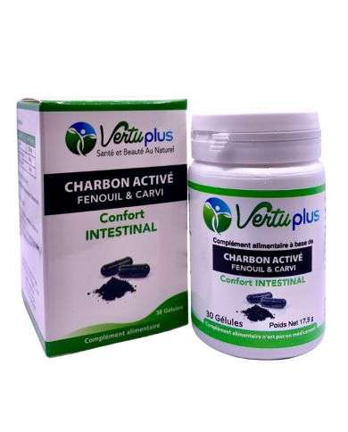 VERTUPLUS CHARBON ACTIVE FENOUIL ET CARVI 30 GELULES