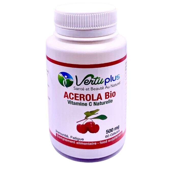 VERTUPLUS ACEROLA BIO VITAMINE C NATURELLE 500MG 60 GELULES