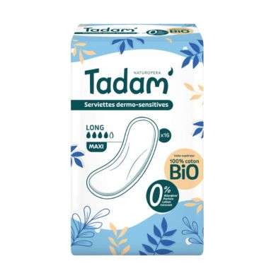 TADAM SERVIETTES DERMO-SENSITIVES LONG MAXI 16
