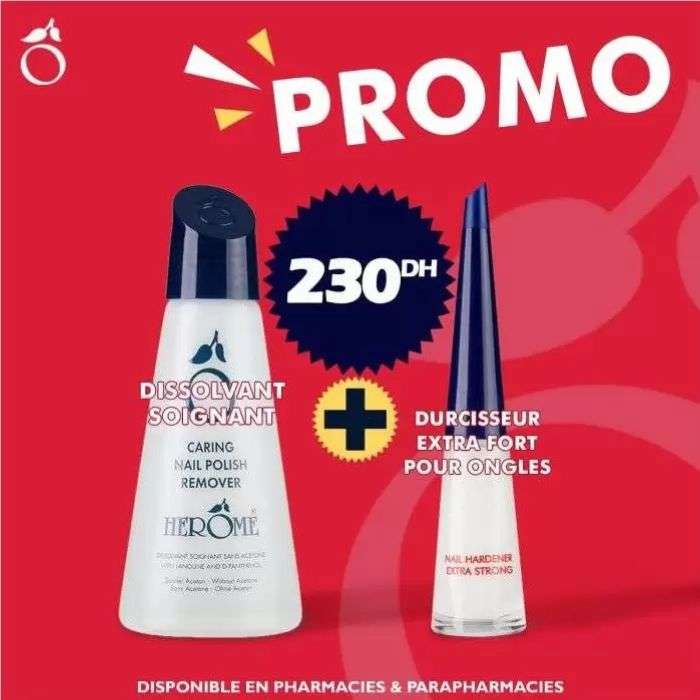 HEROME OFFRE DISSOLVANT SOIGNANT 120ML + DURCISSEUR EXTRA FORT POUR ONGLES 10ML