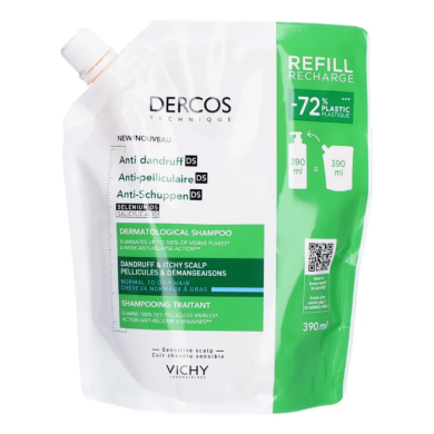 VICHY DERCOS ANTI PELLICULAIRE SHAMPOING CHEVEUX GRAS RECHARGE 300 ml