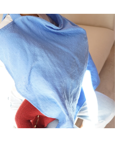 BAMBIDOU TABLIER D'ALLAITEMENT EN GAZE BLEU CIEL