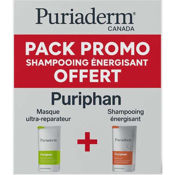 PURIADERM PACK PURIPHAN MASQUE ULTRA REPARATEUR 200ML + SHAMPOING HYDRATANT INTENSE 200ML OFFERT 