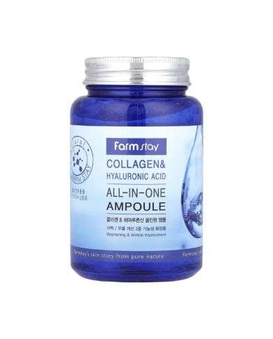 FARMSTAY COLLAGEN ET ACIDE HYALURONIQUE AMPOULE ALL IN ONE 250 ML