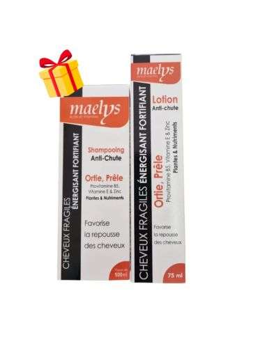 MAELYS OFFRE LOTION ANTI CHUTE CHEVEUX FRAGILES ENERGISANT FORTIFIANT 75 ML + SHAMPOOING ANTI CHUTE 100ML OFFERT