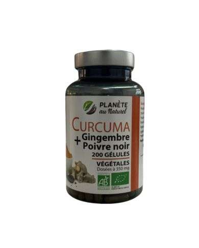 PLANETE AU NATUREL CURCUMA + GINGEMBRE POIVRE NOIR 200 GELULES
