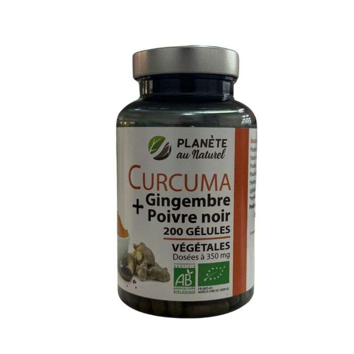 PLANETE AU NATUREL CURCUMA + GINGEMBRE POIVRE NOIR 200 GELULES
