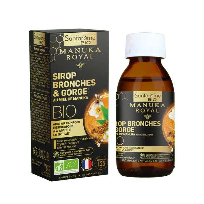 SANTROME BIO MANUKA ROYAL SIROP BRONCHES ET GORGE AU MIEL DE MANUKA 125 ML