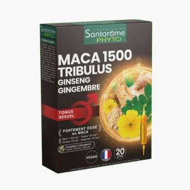 SANTAROME LABORATOIRE MACA 1500 TRIBULUS GINSENG GINGEMBRE 20 AMPOULES DE 10 ML 
