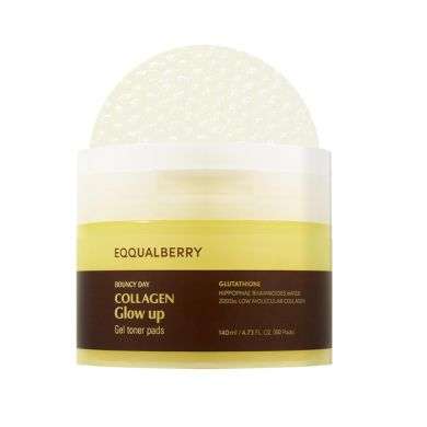 EQQUALBERRY BOUNCY DAY COLLAGEN GLOW UP GEL TONER PADS 140 ML