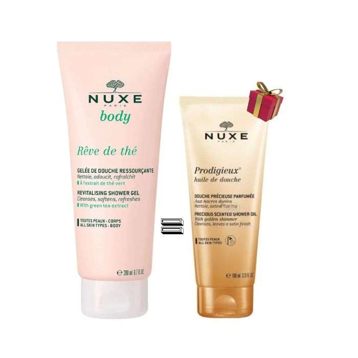 NUXE REVE DE THE GELEE DE DOUCHE RESSOURCANTE 200 ML+ NUXE PRODEGIEUX HUILE DE DOUCHE PARFUMEE 100 ML 