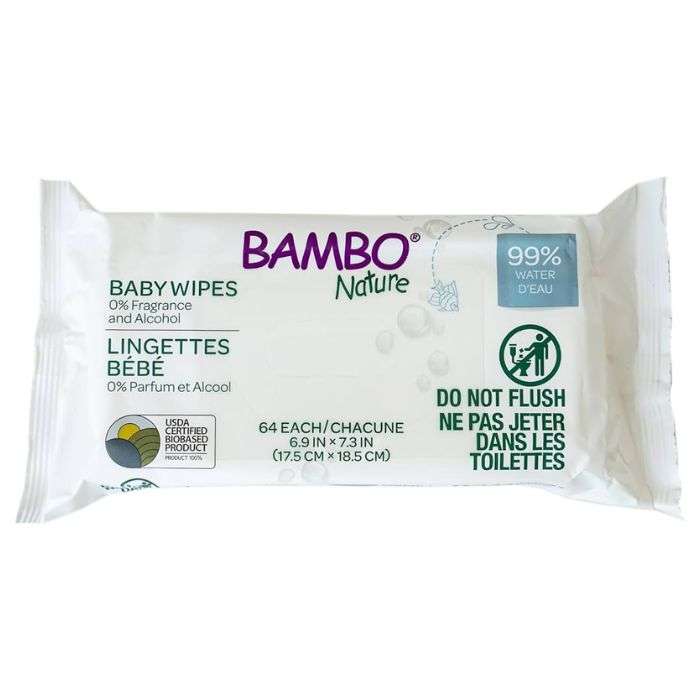 BAMBO NATURE LINGETTES BEBE 64 LINGETTES