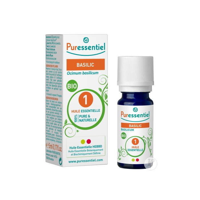 PURESSENTIEL Huile essentielle bio Basilic - flacon de 5 ml