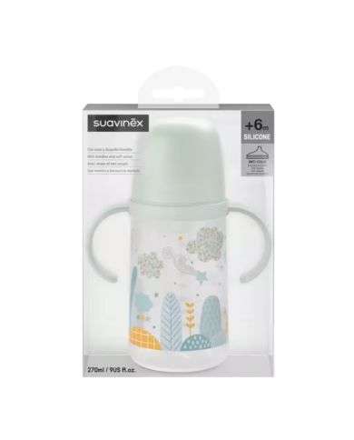 SUAVINEX BIBERON SILICONE AVEC ANSES ET BEC SOUPLE +6M 270 ML
