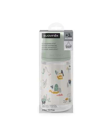 SUAVINEX BIBERON SILICONE AVEC TETINE SYMETHRIQUE SX PRO ANTI COLIC +3M DEBIT MOYEN 270 ML