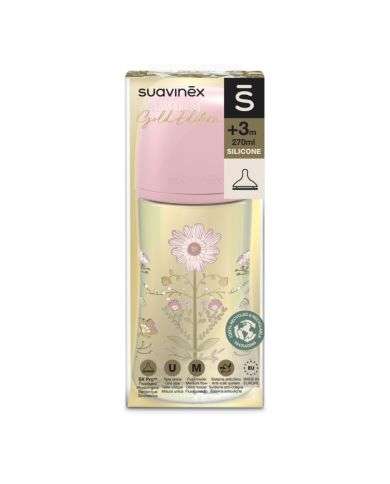 SUAVINEX PREMIUM GOLD EDITION BIBERON SILICONE +3M DEBIT MOYEN 270 ML