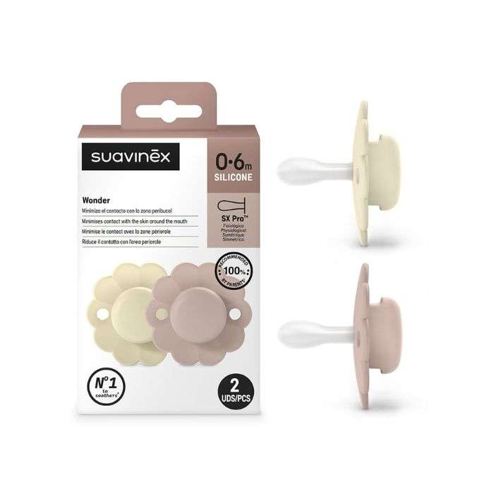 SUAVINEX SELECTION WONDER SUCETTE SILICONE SX PRO MINIMISE LE CONTACT AVEC LA ZONE PERIORALE 0.6M 2×PCS