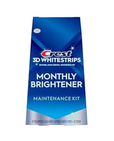 CREST 3D WHITESTRIPS MONTHLY BRIGHTENER MAINTENANCE KIT 10 TREATMENTS 20 STRIPS 