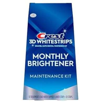 CREST 3D WHITESTRIPS MONTHLY BRIGHTENER MAINTENANCE KIT 10 TREATMENTS 20 STRIPS 