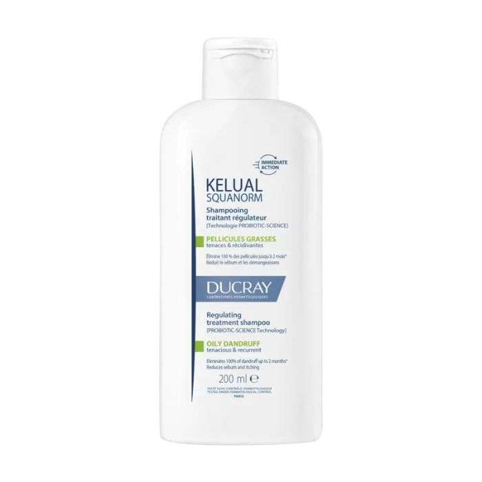 DUCRAY KELUAL SQUANORM SHAMPOOING TRAITANT REGULATEUR PELLICULES GRASSES 200ML