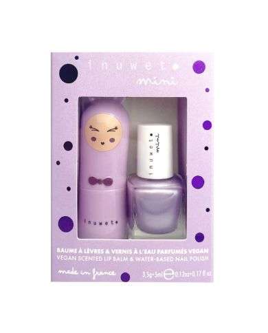 INUWET MINI DUO BAUME A LEVRES ET VERNIS PARFUM GUIMAUVE MYRTILLE