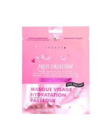 INUWET FRUIT COLLECTION MASQUE VISAGE EN BIO CELLULOSE SUPER HYDRATANT AUX EXTRAITS DE PASTEQUE 30ML 