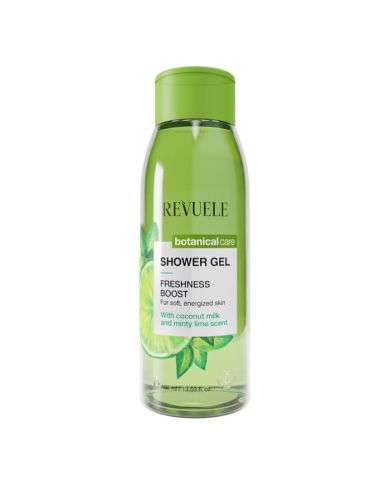 REVUELE GEL DOUCHE BOTANIQUE FRAICHEUR INTENSE AU LAIT DE COCO ET PARFUM MENTHE CITRON VERT 400 ML