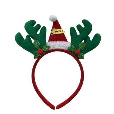 SERRE DE TETE MERRY CHRISTMAS CORNE DE RENNE VERT 