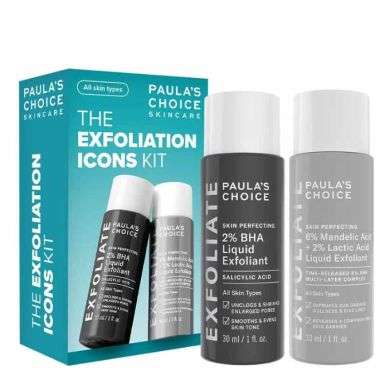 PAULAS CHOICE THE EXFOLIANTION ICONS KIT 2%BHA LIQUID EXFOLIANT 30 ML + 6% MANDELIC ET 2% LACTIC ACID AHA LIQUID EXFOLIANT 30 ML