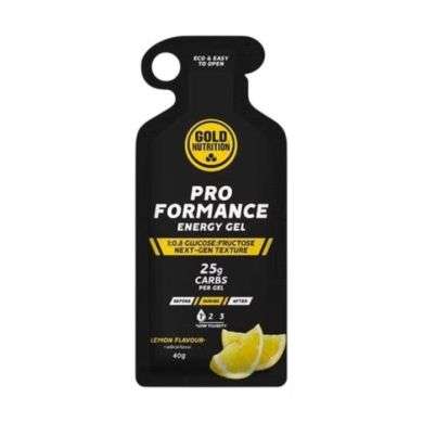 GOLD NUTRITION PRO FORMANCE ENERGY GEL 25 G CARBS LEMON FLAVOR 40 G