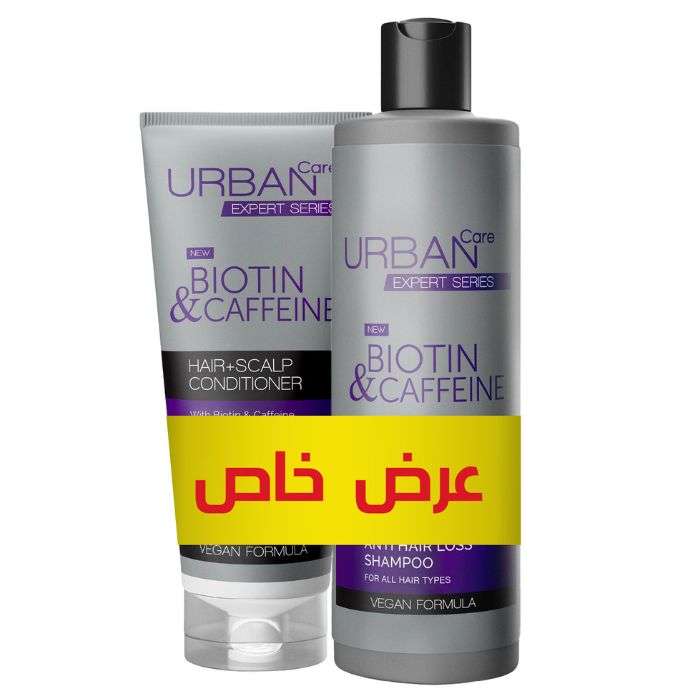 URBAN CARE PACK BIOTIN ET CAFFEINE SHAMPOOING 350 ML + APRES SHAMPOOING 200 ML 