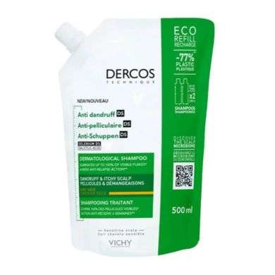 VICHY DERCOS SHAMPOING DERMATOLOGIQUE ANTI PELLICULAIRE DS CHEVEUX SECS RECHARGE 500 ML