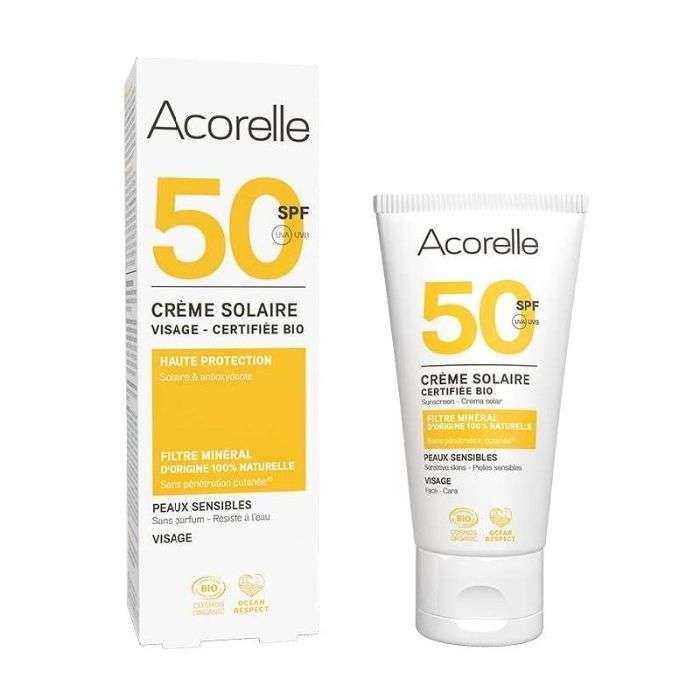 ACORELLE 50 SPF UVA CREME SOLAIRE VISAGE HAUTE PROTECTION ORGANIQUE 50ML